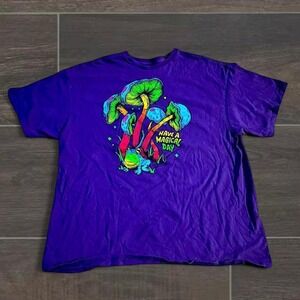 Baggy Purple and green psychedelic mushroom t-shirt